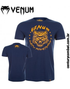Camiseta Venum Natural Fighter Tiger Azul Laranja