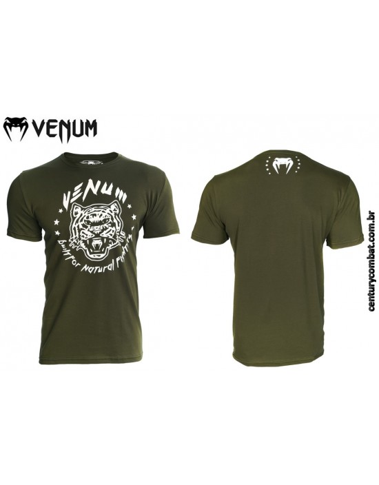 Camiseta Venum Natural Fighter Tiger Verde