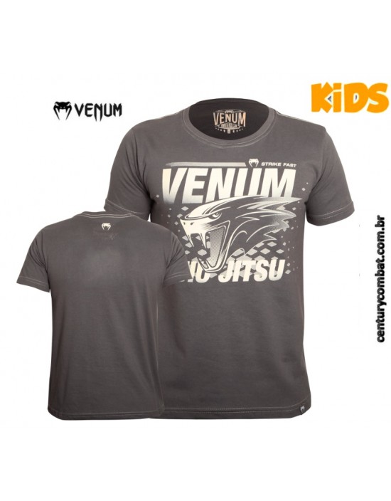 Camiseta Venum Snake Jiu Jitsu Infantil Cinza