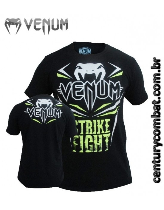 Camiseta Venum Strike Fight Preta Verde Neon