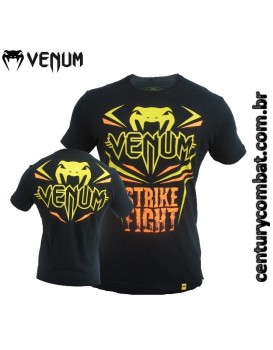Camiseta Venum Strike Fight Preta Laranja Neon